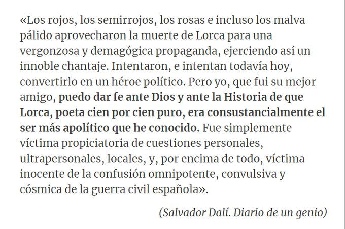 Salvador Dalí sobre la muerte de Lorca