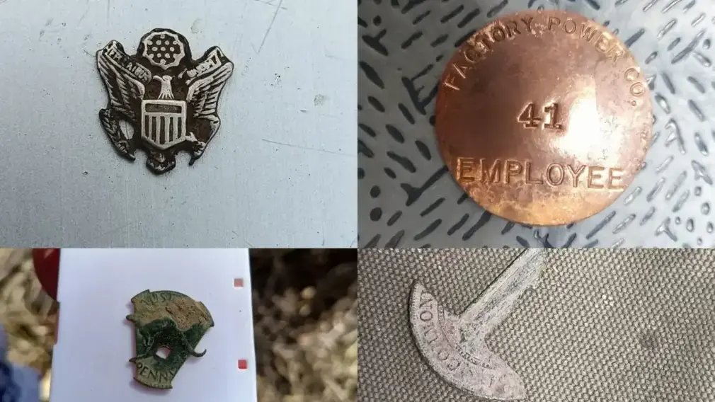 Miembros del CQ Detectorists Club exhibiendo artefactos descubiertos Información de autor no disponible / Australian Broadcasting Corporation (ABC)