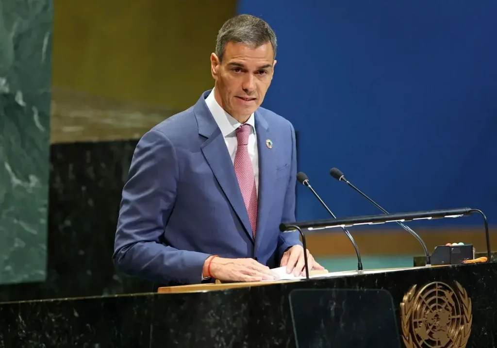 Pedro Sánchez en la Conferencia de la ONU para la solución de dos Estados en Nueva York. / Angela Weiss / AFP / La Verdad