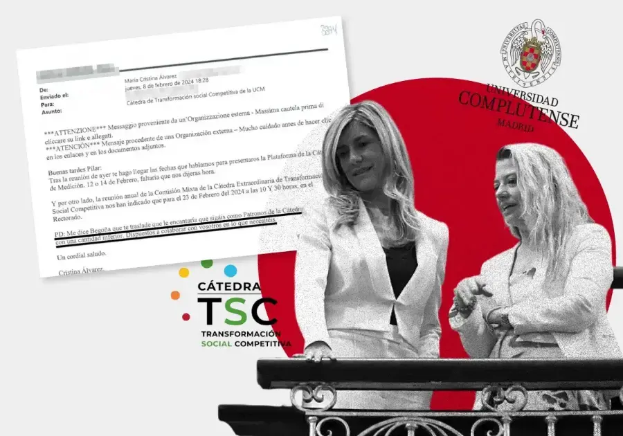 Begoña Gómez y Cristina Álvarez en la tribuna del Congreso de los Diputados. / Leticia Aróstegui / La Verdad