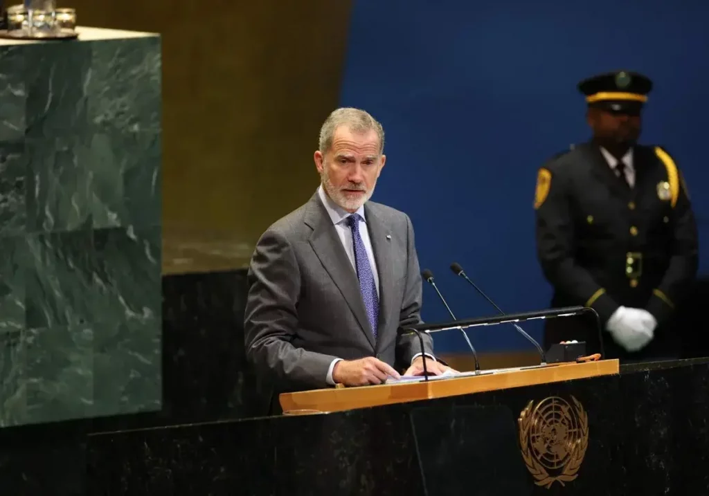El Rey durante su discurso ante el plenario de la Asamblea General de la ONU / Angela Weiss / AFP / La Verdad