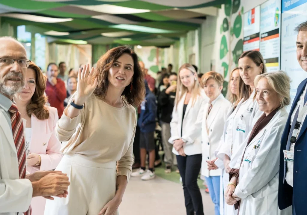 Isabel Díaz Ayuso este martes en el hospital Niño Jesús de Madrid Efe