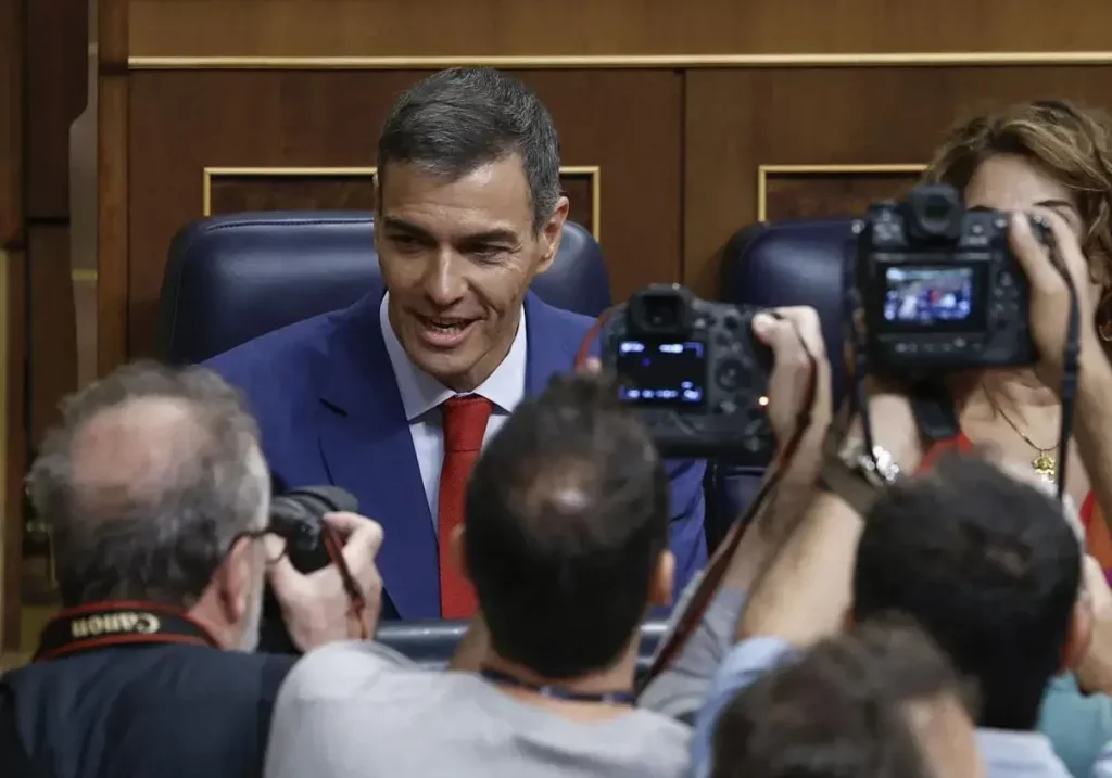 El presidente del Gobierno, Pedro Sánchez, en la sesión de control.