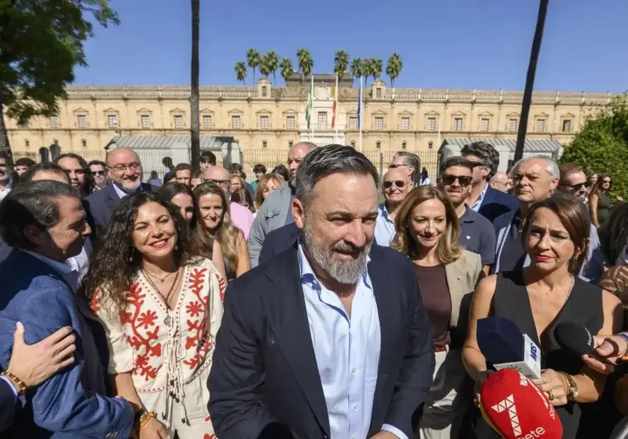 El líder de Vox, Santiago Abascal, este viernes, en Sevilla.