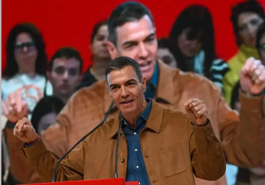 El presidente del Gobierno, Pedro Sánchez, durante un mitin