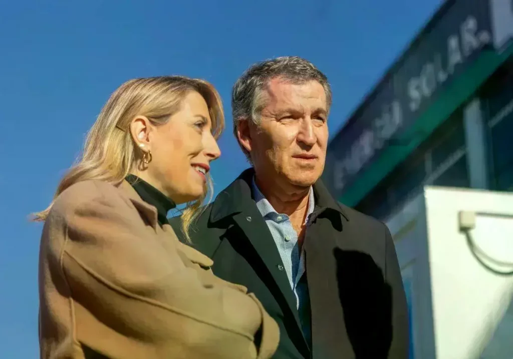 María Guardiola y Alberto Núñez Feijóo, en una visita a Extremadura