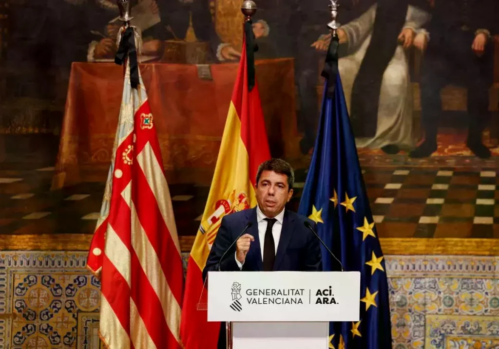Carlos Mazón da un discurso en el aniversario de la dana