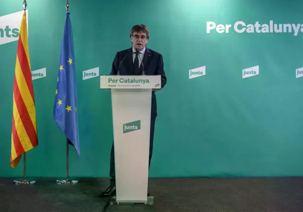 Carles Puigdemont, president de la Generalitat, en una rueda de prensa