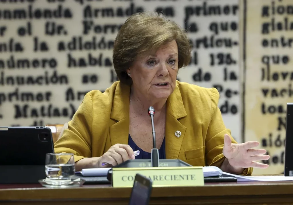La presidenta del Tribunal de Cuentas, Enriqueta Chicano, comparece en la comisión de investigación del 'caso Koldo'. EFE