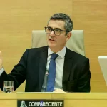 El ministro de Justicia, Félix Bolaños, durante su comparecencia.