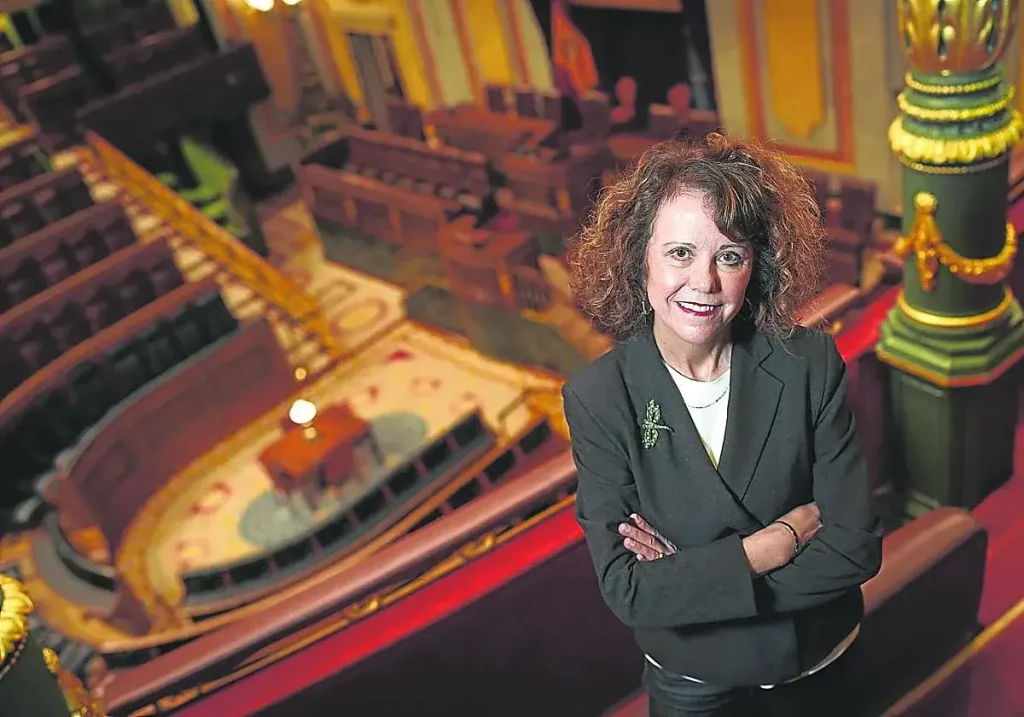 Ana Rivero en la tribuna de prensa del Congreso