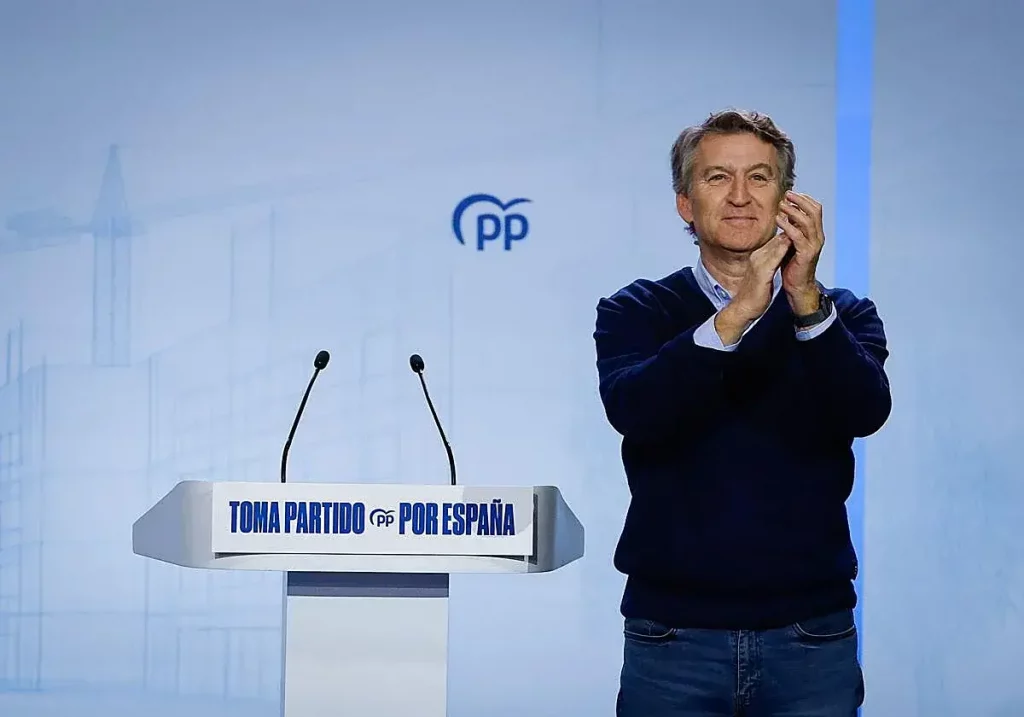 Feijóo durante un acto del PP en Burgos