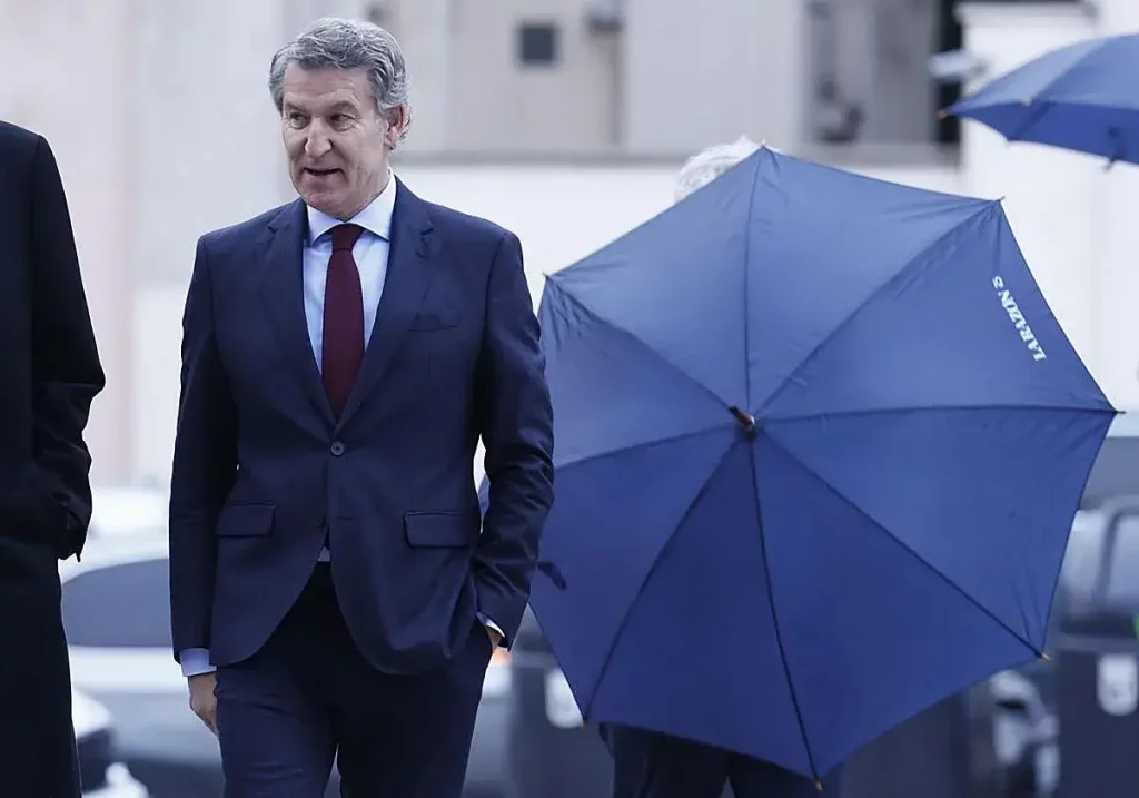 Feijóo a su llegada a un acto en Madrid