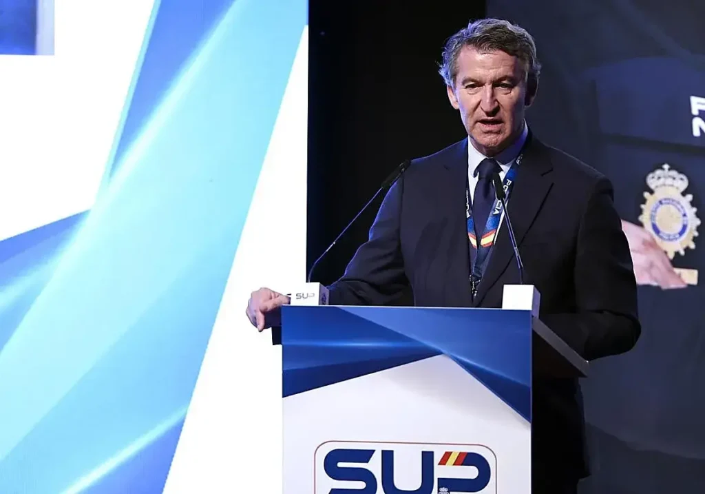 Alberto Núñez Feijóo durante su intervención en el congreso del Sindicato Unificado de Policía.