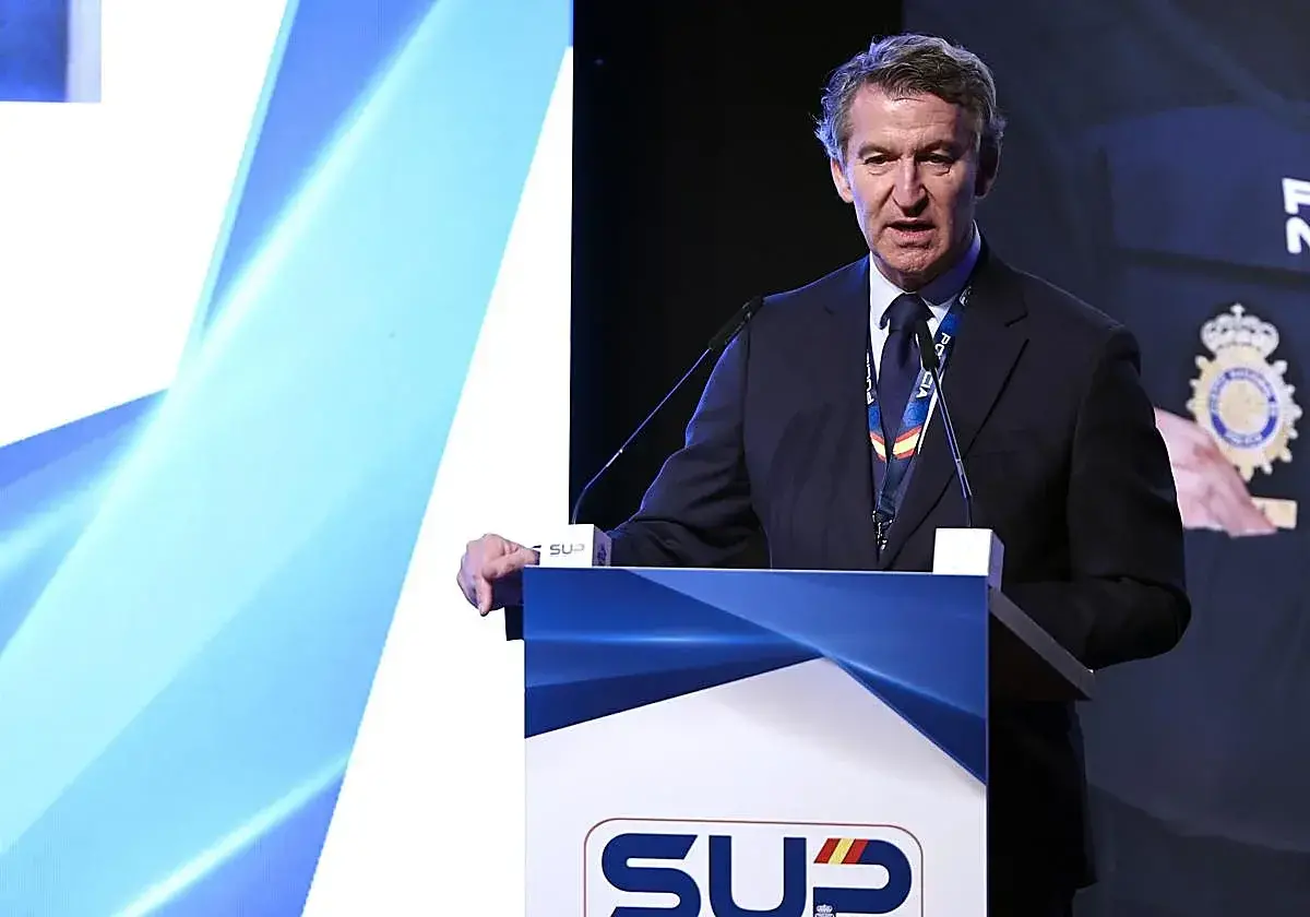 Alberto Núñez Feijóo durante su intervención en el congreso del Sindicato Unificado de Policía.