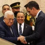 Mahmoud Abás y Pedro Sánchez durante un encuentro en Ramala.