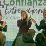 La presidenta extremeña y candidata a la reelección, María Guardiola, en un acto electoral.