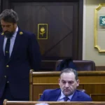 José Luis Ábalos en su escaño correspondiente al Grupo Mixto en el Congreso.