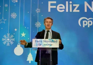 Feijóo, durante la cena de Navidad del PP