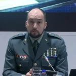 El teniente coronel Antonio Balas, responsable anticorrupción de la UCO, en una rueda de prensa.