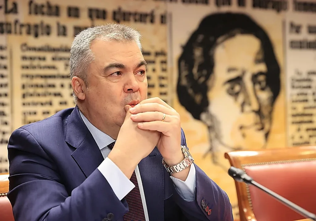 Santos Cerdán el pasado abril en su primera comparecencia en el Senado Jaime García