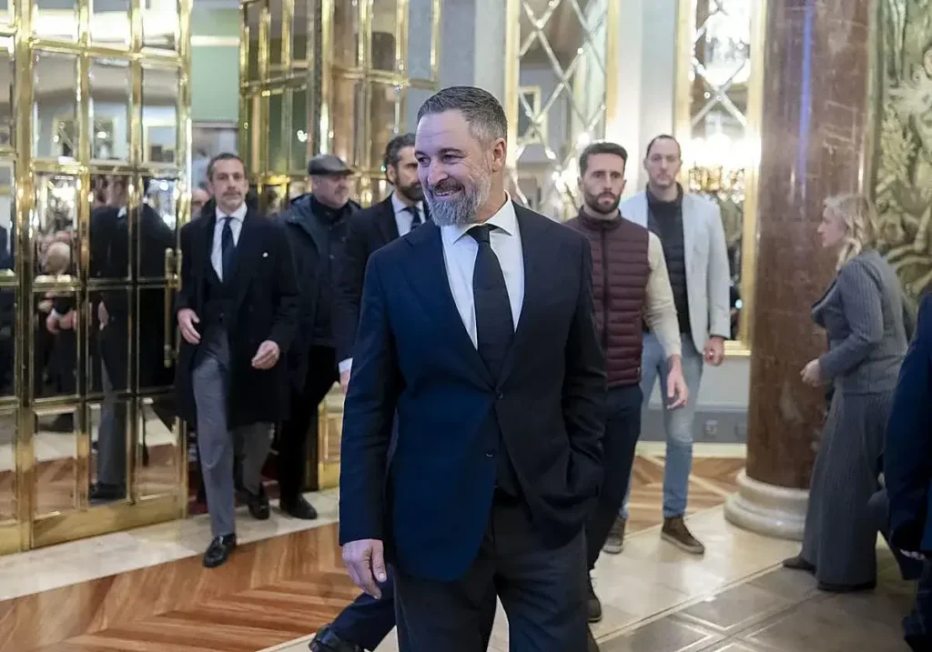 El líder de Vox, Santiago Abascal, durante un acto en Madrid.