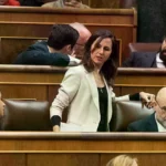 Ione Belarra, líder de Podemos, durante un pleno extraordinario.