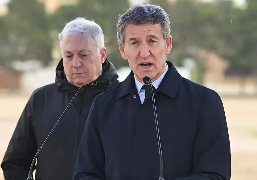 Alberto Núñez Feijóo durante un acto en Figueruelas (Zaragoza).