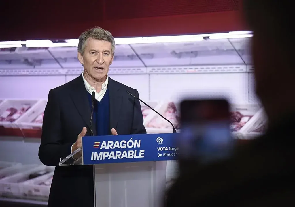 Feijóo, este miércoles en un acto en Binéfar (Huesca).