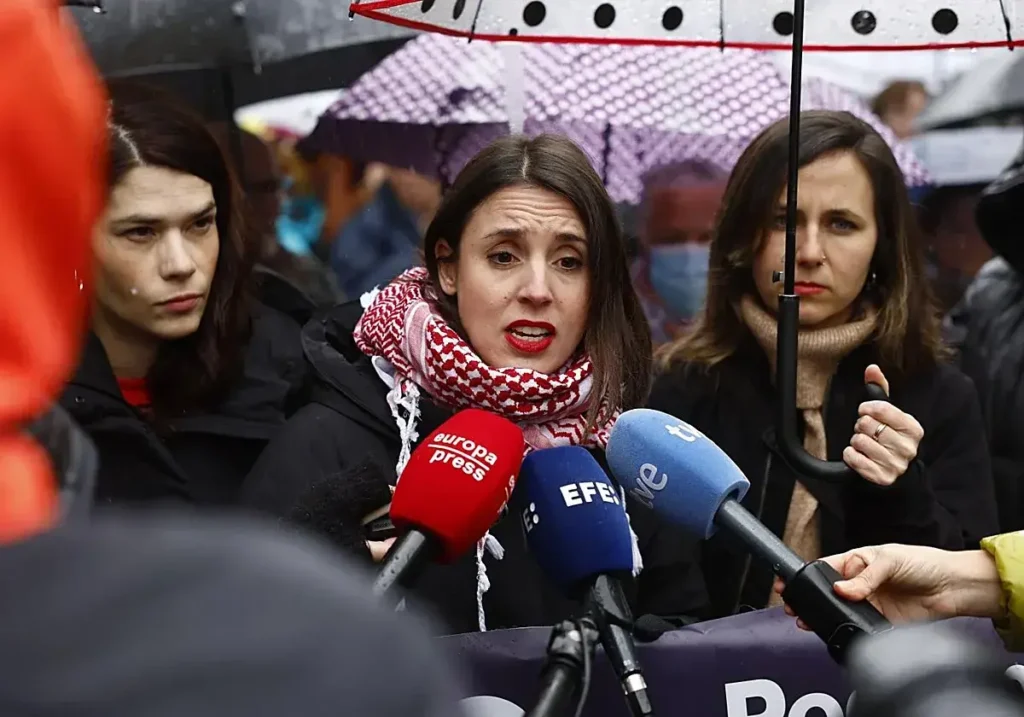 Irene Montero en una manifestación contra el genocidio de Gaza en Madrid.