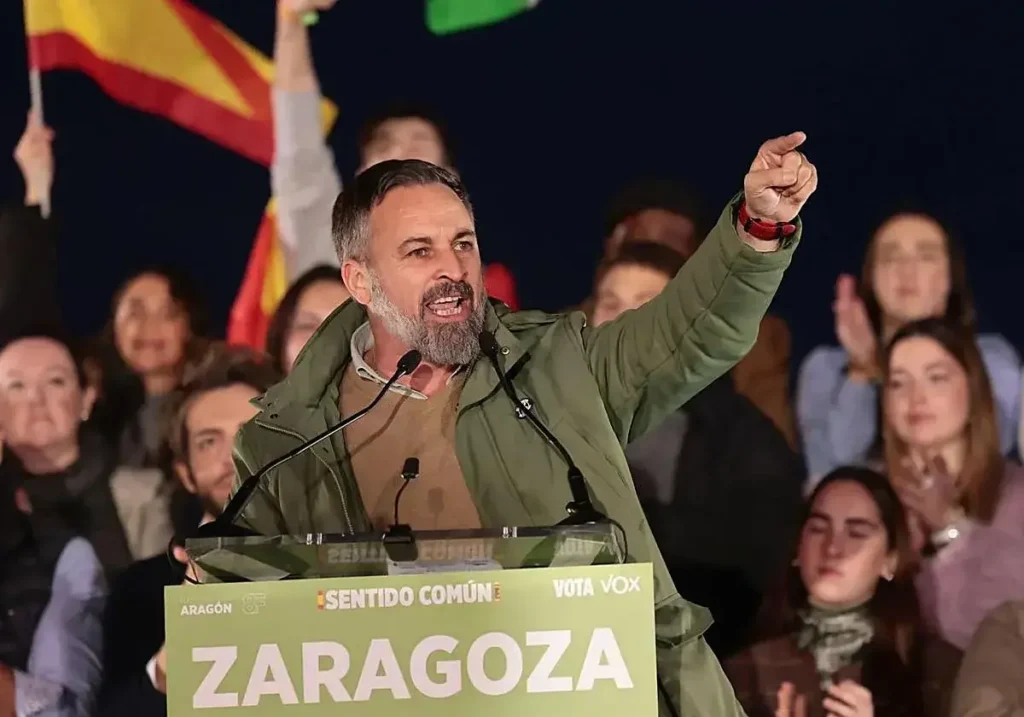 Santiago Abascal en el cierre de campaña de Vox en Zaragoza