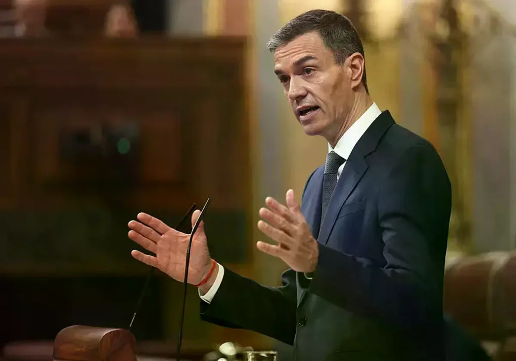 Pedro Sánchez durante su comparecencia en el Congreso de los Diputados.
