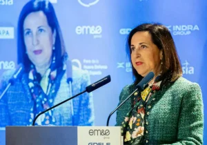 Margarita Robles en el 'Foro de la Nueva Defensa y el Espacio'.