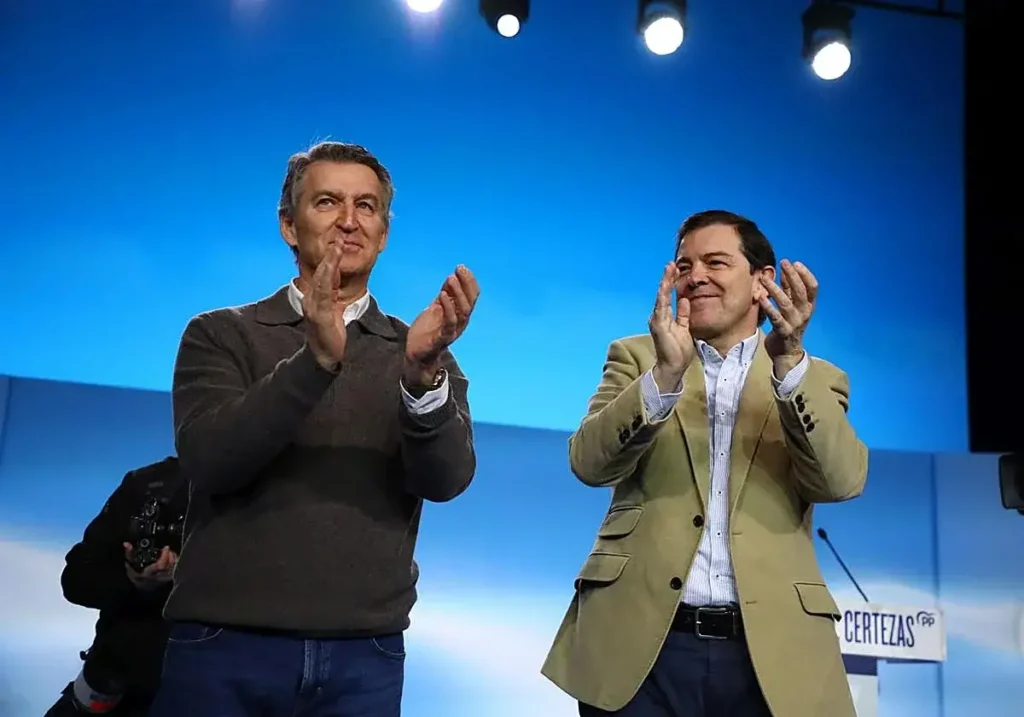 Alberto Núñez Feijóo durante un acto de campaña en Castilla y León.