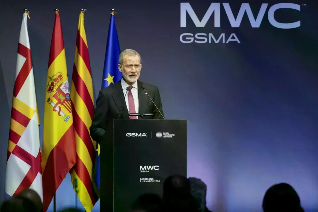 Felipe VI durante su discurso en el Mobile World Congress