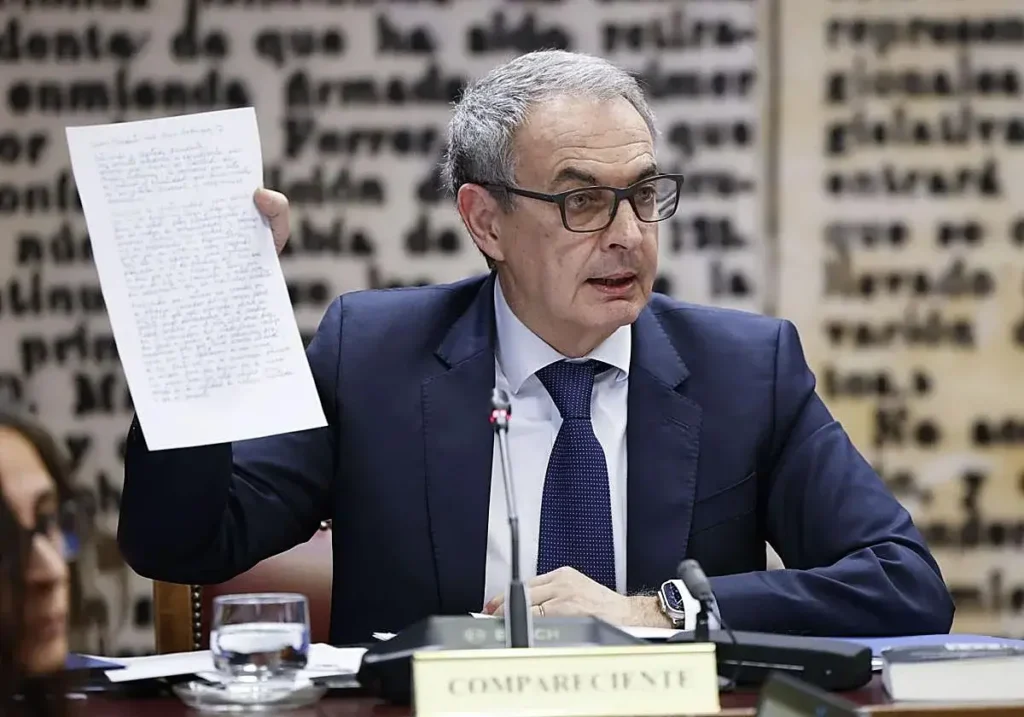 José Luis Rodríguez Zapatero, durante su comparecencia en la 'comisión Koldo'.