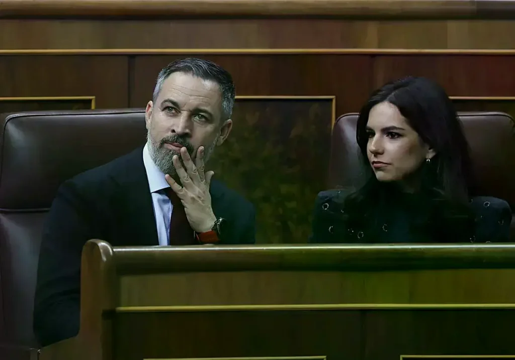 Santiago Abascal y Pepa Millán, en el Congreso.