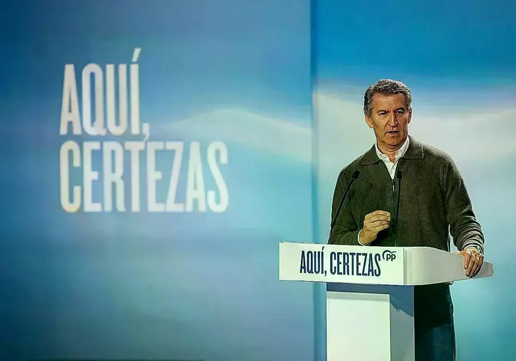 Alberto Núñez Feijóo en un acto de campaña en Castilla y León.