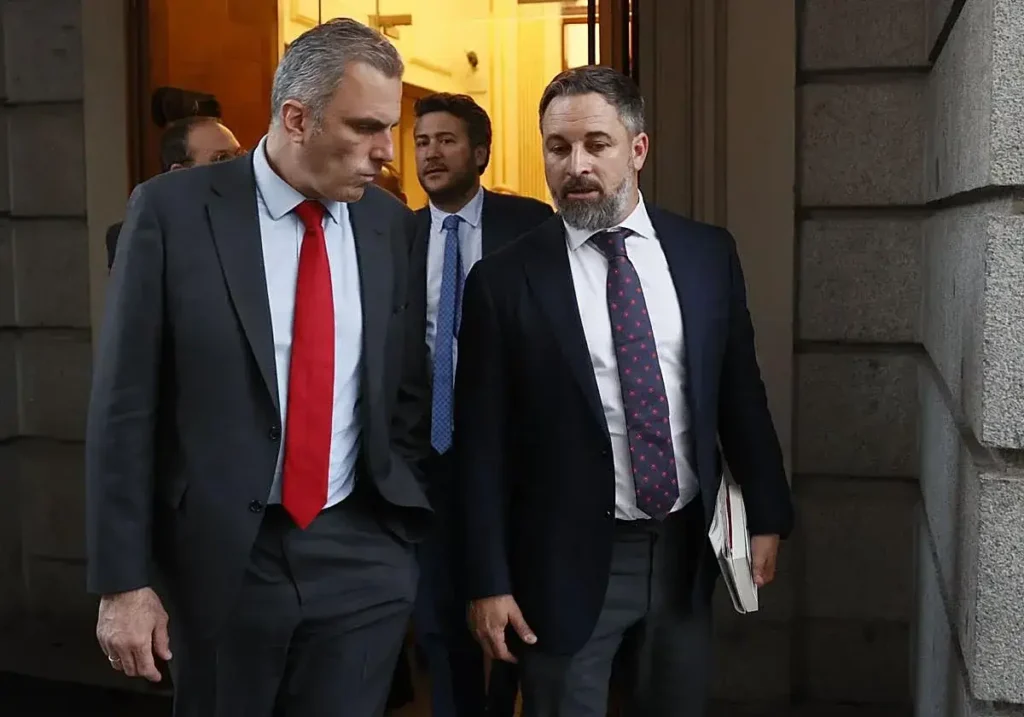 Ortega Smith y Abascal, en abril de 2023.