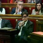Salvador Illa durante un pleno en el Parlament de Cataluña.