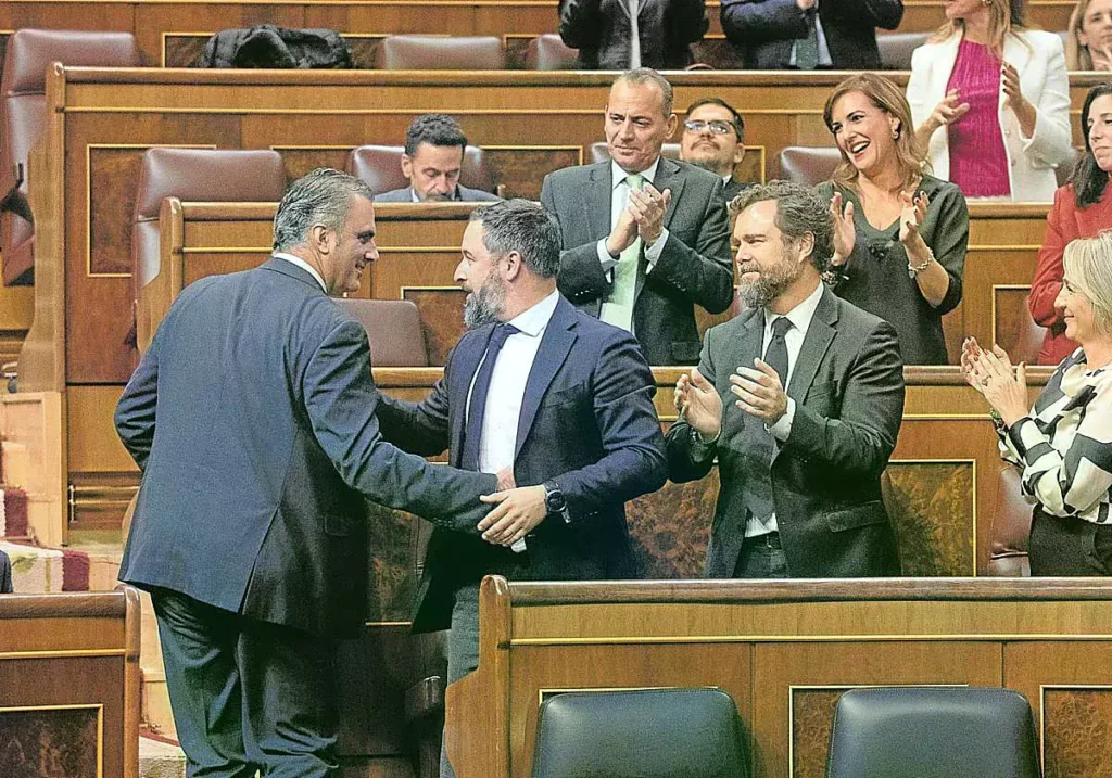 Ortega Smith, Abascal y Espinosa de los Monteros, en 2022.