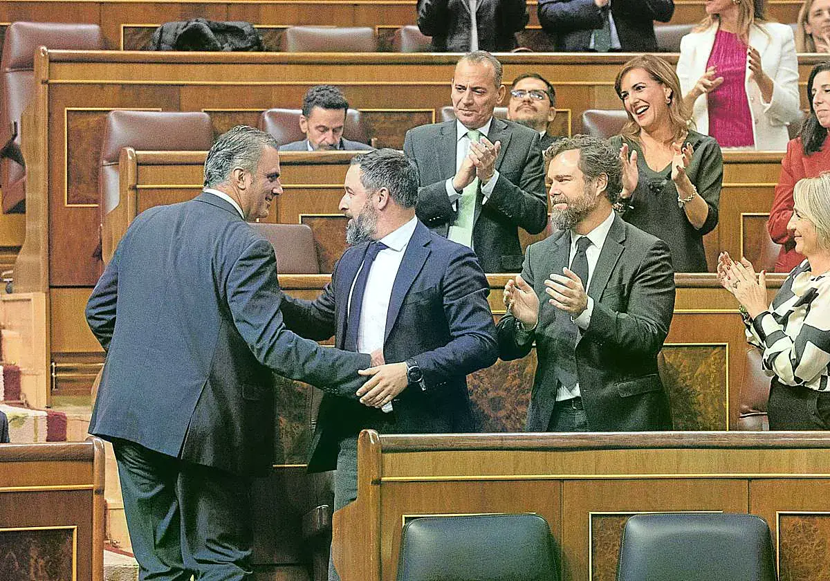 Ortega Smith, Abascal y Espinosa de los Monteros, en 2022.