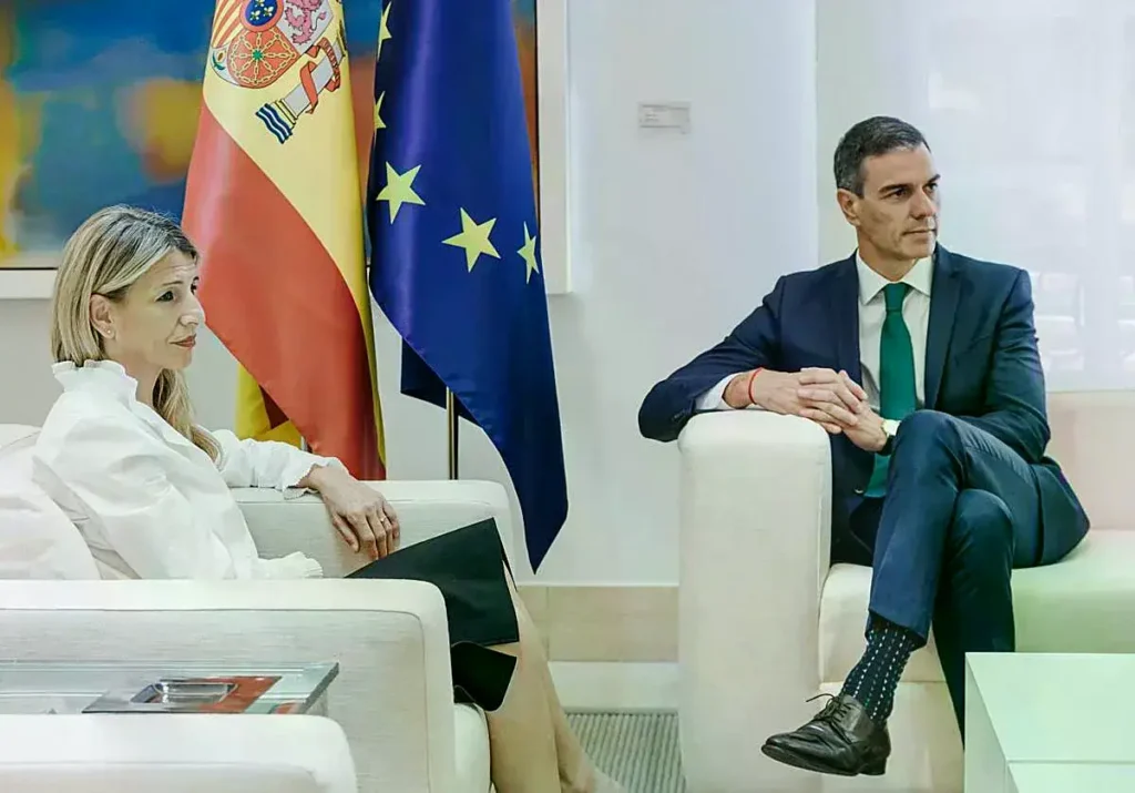 Yolanda Díaz y Pedro Sánchez en La Moncloa.