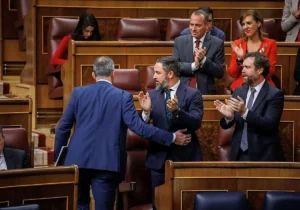 Ortega Smith, Abascal y Espinosa de los Monteros, en diciembre de 2022.