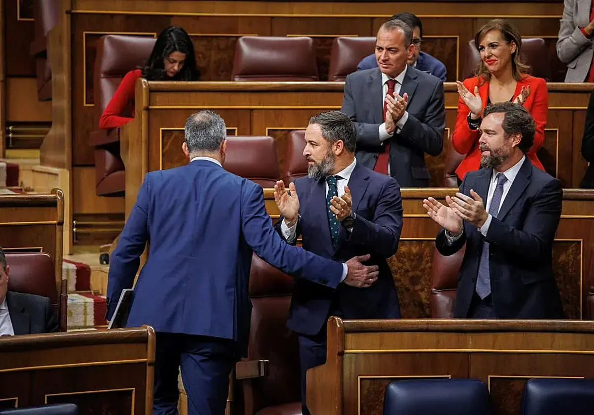 Ortega Smith, Abascal y Espinosa de los Monteros, en diciembre de 2022.
