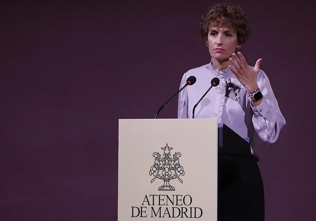 María Chivite durante su intervención en Los Desayunos del Ateneo en Madrid.