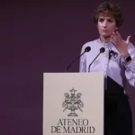 María Chivite durante su intervención en Los Desayunos del Ateneo en Madrid.