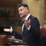 El portavoz de ERC en el Congreso, Gabriel Rufián, interviene durante la sesión de control al Gobierno.