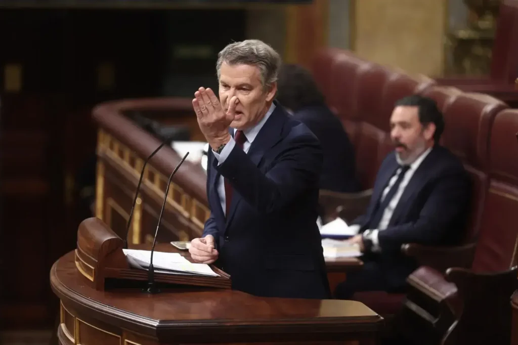 Alberto Núñez Feijóo, este miércoles en el Congreso.