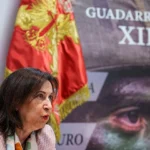 La ministra de Defensa, Margarita Robles, durante su visita a la Brigada 'Guadarrama' XII en la base militar El Goloso. EP / LA VERDAD